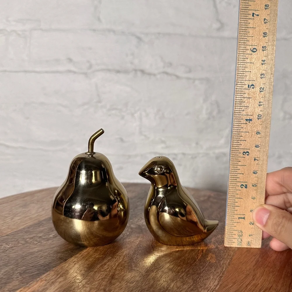 West Elm Gold Pear and Bird Salt Pepper Shaker Set